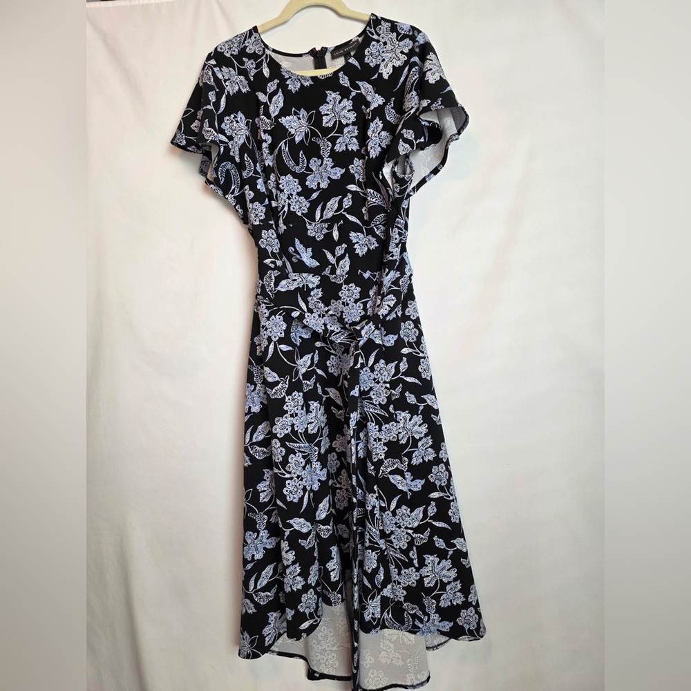 Lane Bryant Lena Dress - Black With Blue Floral Pattern - Size 18